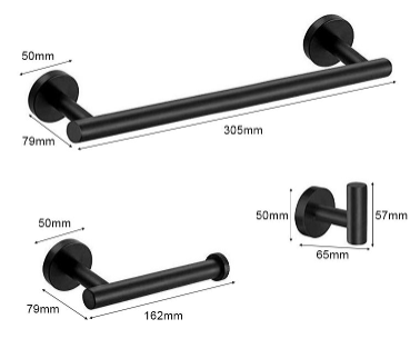 matt black bathroom accessories dimensions