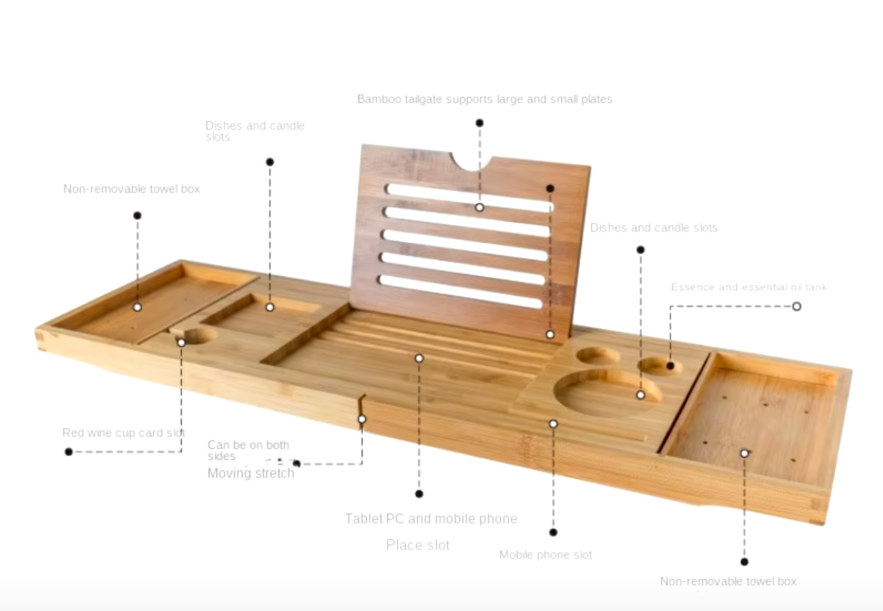 Bamboo Bath Caddy rack features