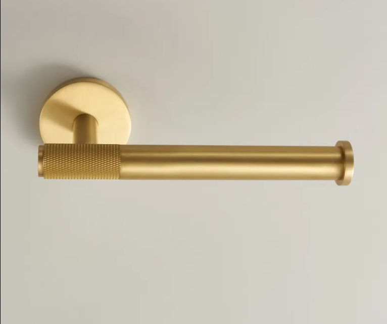 knurled toilet roll holder brushed brass gold product image