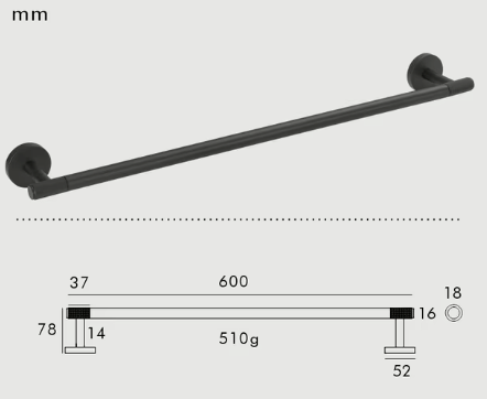 Elegance Knurled Towel Rail - 600mm